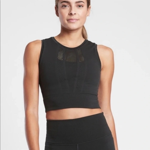 NWT Athleta Mudra Crop Tank in Black Size XXS/XS - Picture 1 of 12